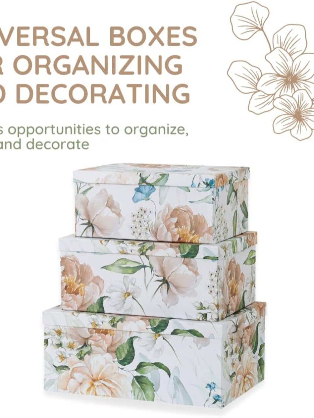Decorative Cardboard Storage Boxes with Lids for Home Decor and Organization, Se - Picture 3 of 8